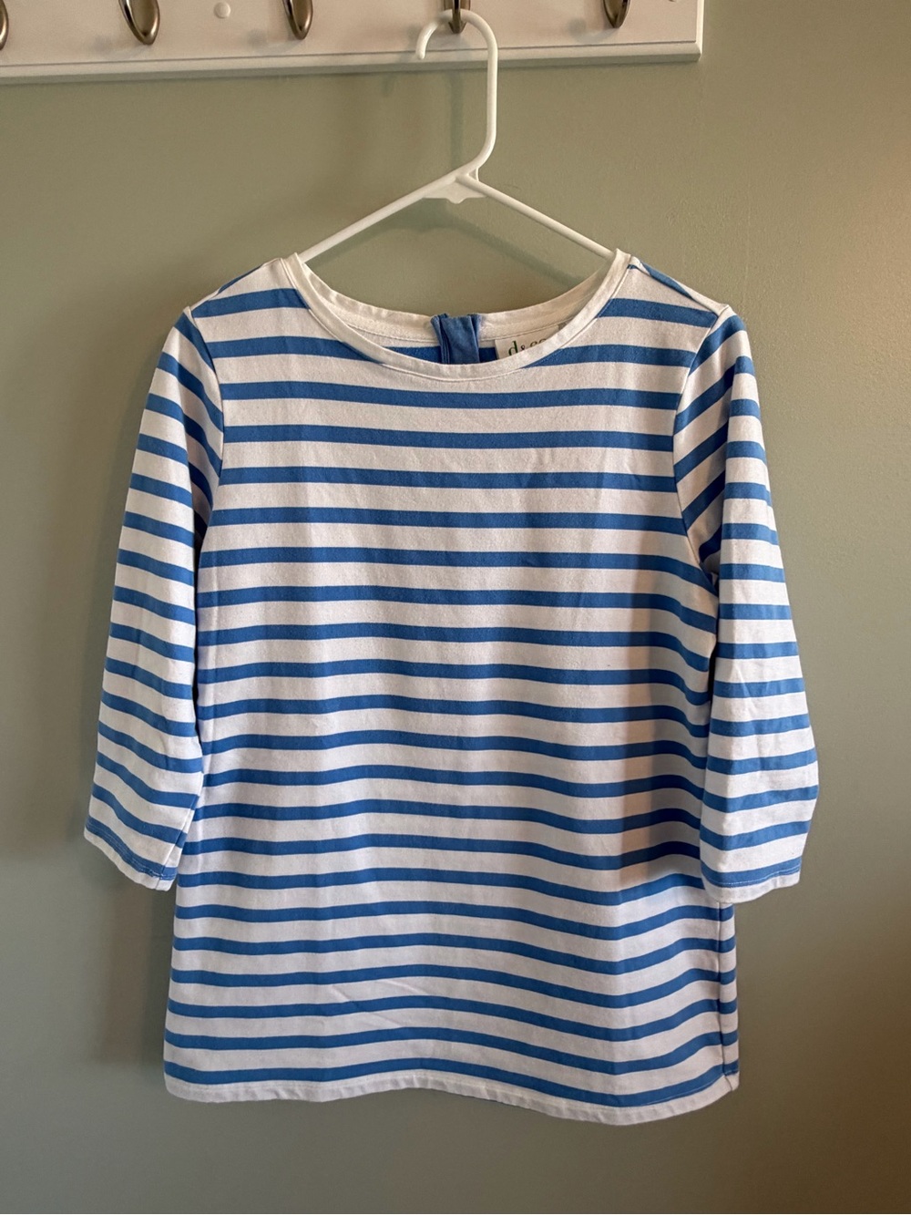 d&co active (Denim & Company) Blue & White Striped Terry Women's Boatneck Top